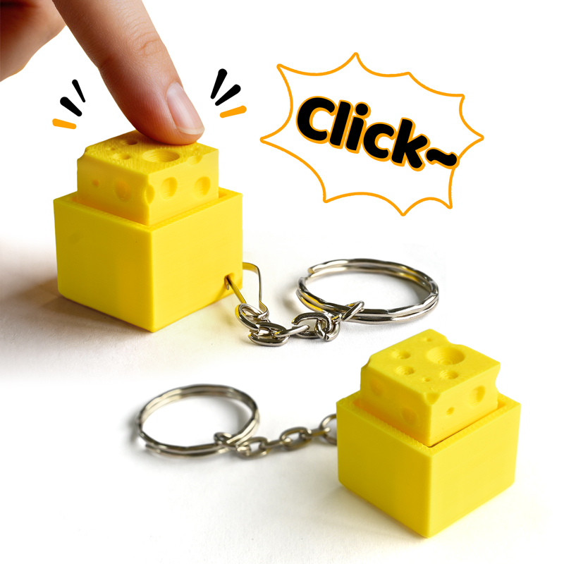 3D Printing Keychain - 3D Printed Cheesy Key Fidget Clicker
