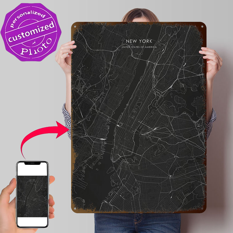 3D Printing York - Silver New York Street Map 3D