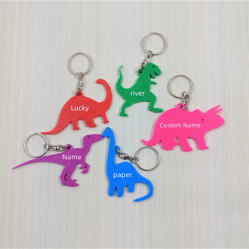 3D Printing Keychain - Custom Name Keychains 3D Printed Dinosaur