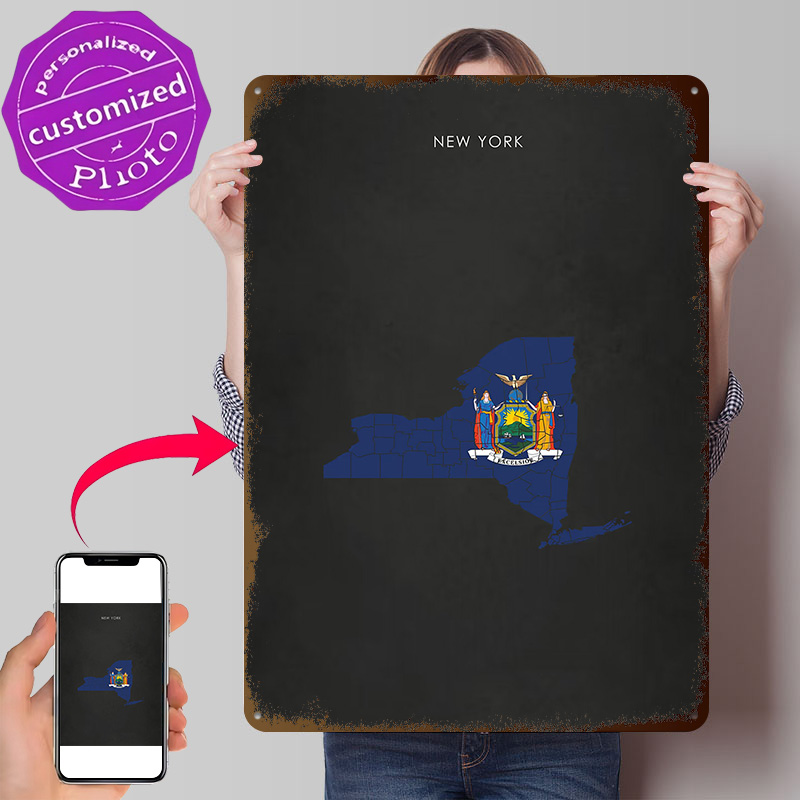 New York State Flag Map Poster - 3D Printing York ulasan dan harga